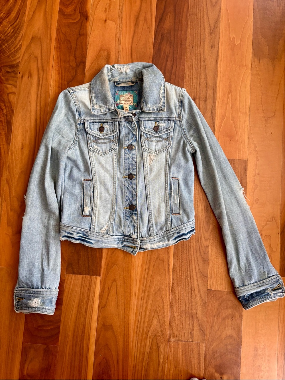 Vintage Y2K Abercrombie & Fitch Light Blue Denim Jacket Size Medium